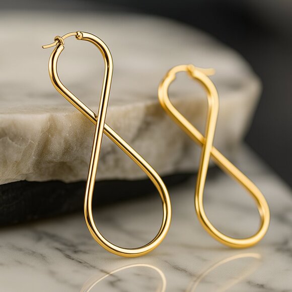 🆕️Infinity Statement Earrings | 18K Gold Plated Stainless Steel Minimalist Chic - Picture 1 of 9